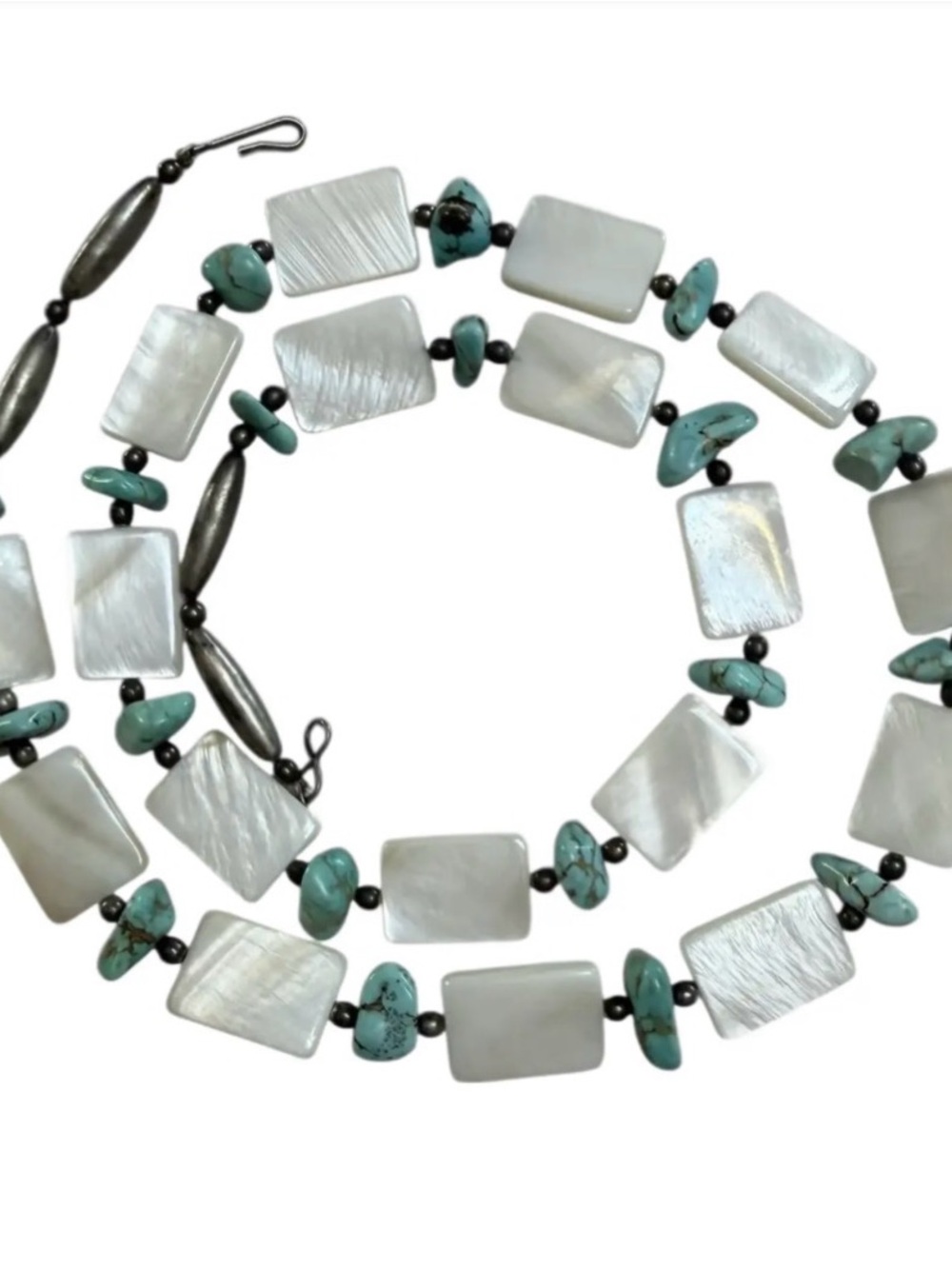 🤍 TURQUOISE & PEARL Vintage Southwestern Necklace for Women…Coachella Necklace